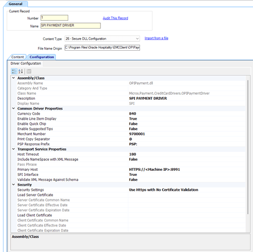 Image shows the payment driver form settings. Image shows the payment driver form settings.