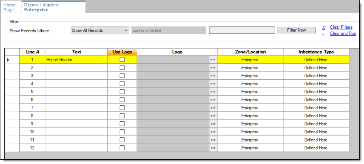 This figure shows the Report Headers module.