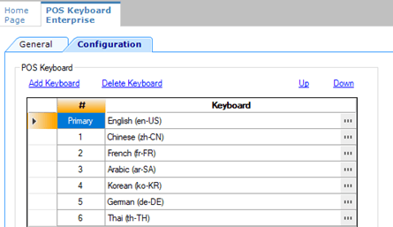 This figure shows the POS Keyboard module in form view, with the Configuration tab selected. This figure shows the POS Keyboard module in form view, with the Configuration tab selected.