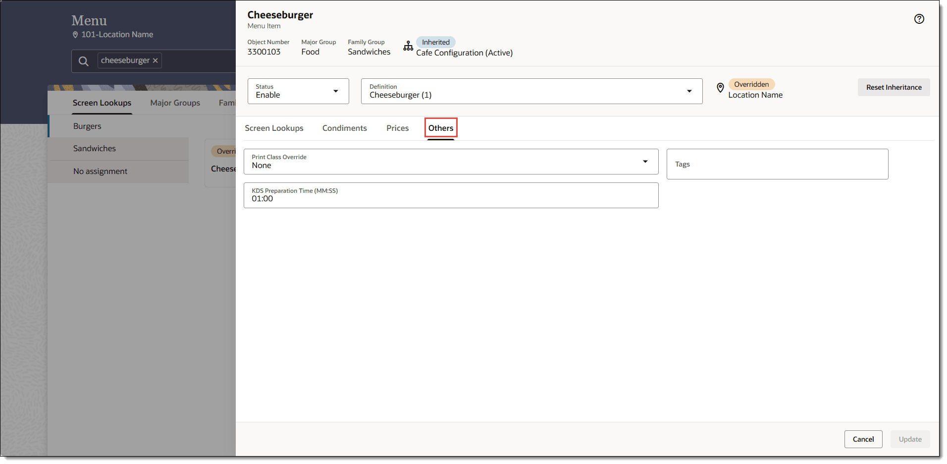 This figure shows the menu item with the Others tab indicated in red.
