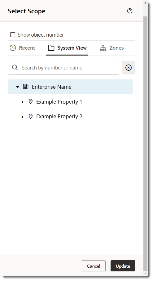 This figure shows the Scope Selector with the default System View. This figure shows the Scope Selector with the default System View.