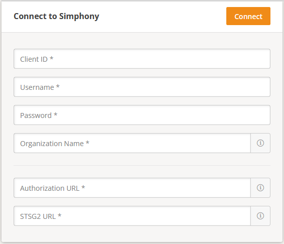 This figure shows the Connect to Simphony dialog in GloriaFood.