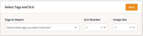 This figure shows the Select Tags and SLU dialog in GloriaFood.