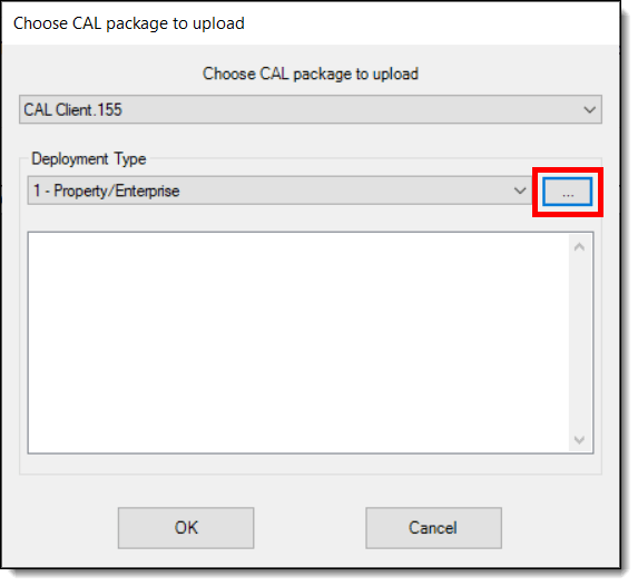 This figure shows the Add Deployment screen for selecting CAL Packages and the deployment type.
