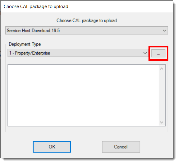 This figure shows the Add Deployment screen for selecting Service Host Download packages for the Property/Enterprise deployment type.