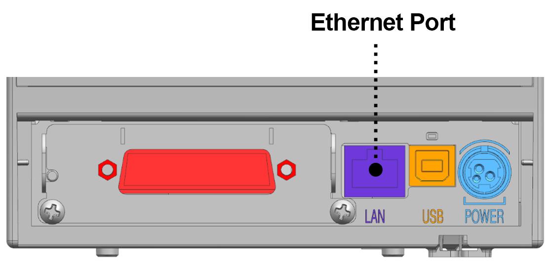 This image shows the location of the Ethernet port on the Oracle SRP-350PlusV.