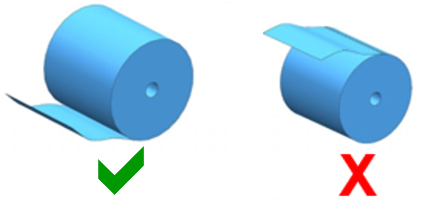 This image shows the proper paper orientation during installation.