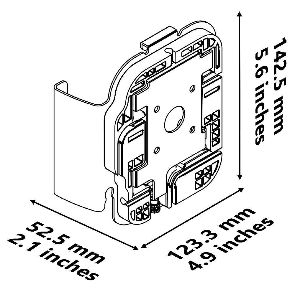 This image shows the dimensions for the Mounting Bracket for Epson Mobilink TM-P80II Plus Thermal Receipt Printer.