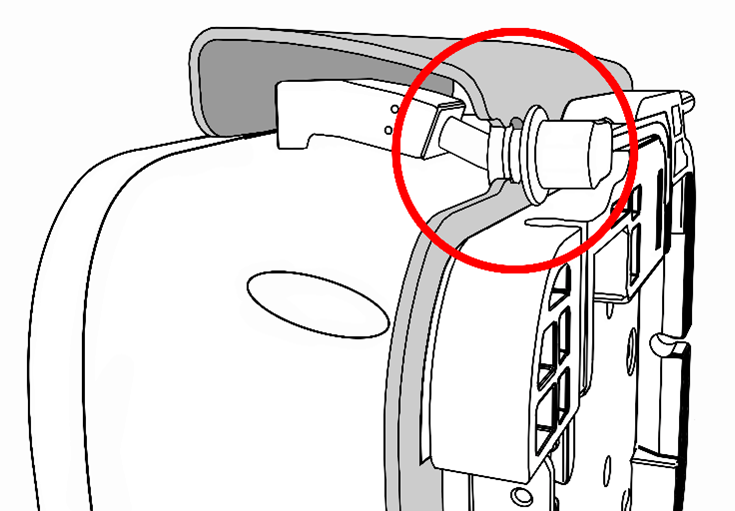 This image shows the USB cable properly installed in the slot on the bracket shield.