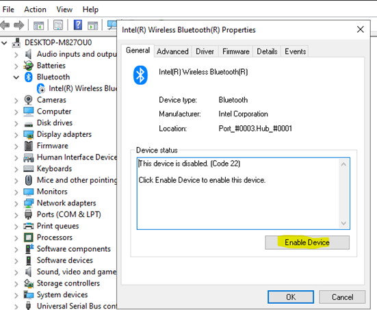 This image shows Intel Wireless Bluetooth Properties dialog. This image shows Intel Wireless Bluetooth Properties dialog.