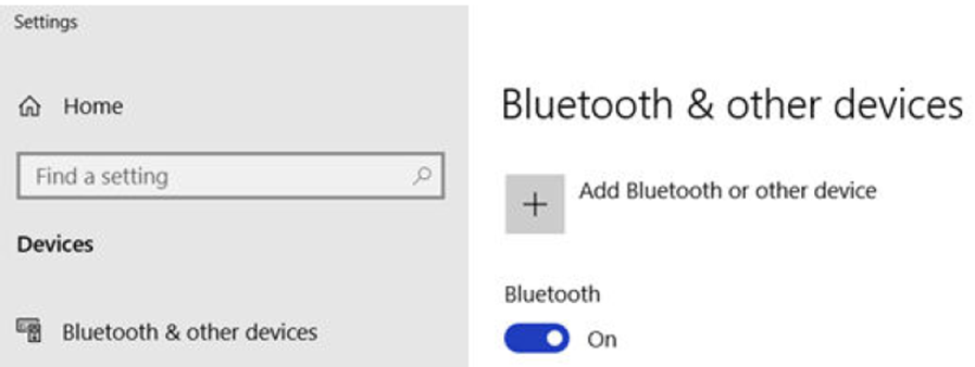 This image shows the Windows Bluetooth & other devices dialog. This image shows the Windows Bluetooth & other devices dialog.
