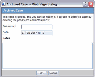 Archived Case dialog box