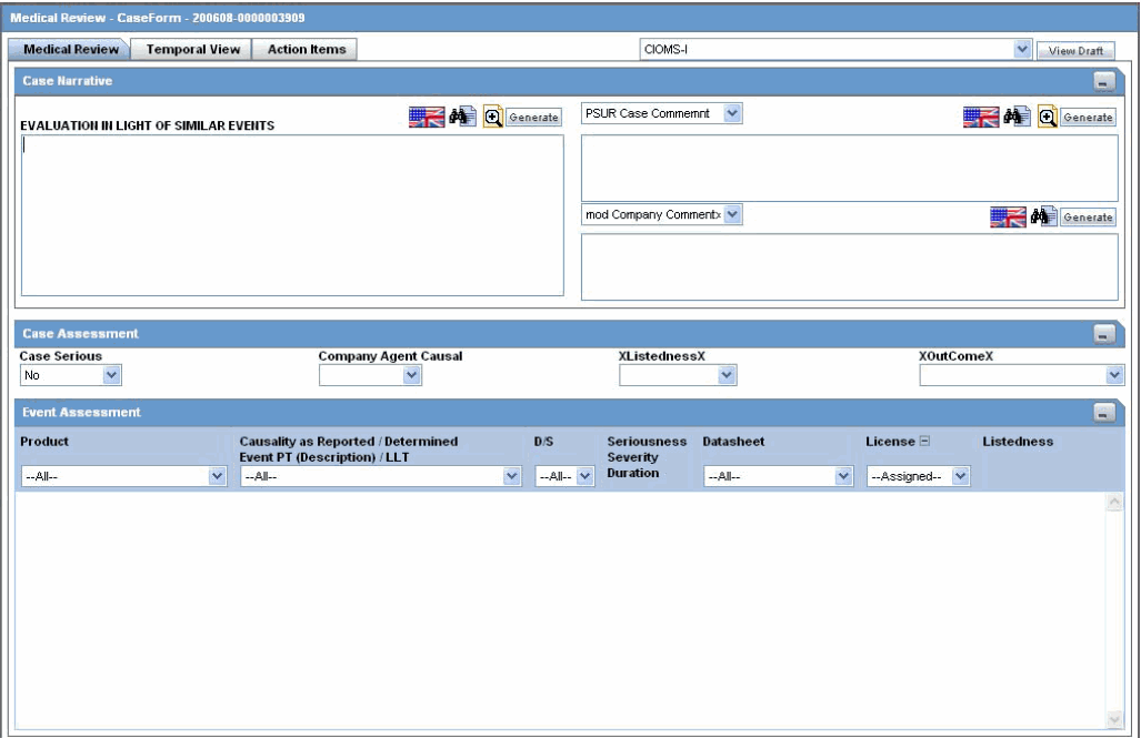 Medical Review screen Medical Review screen