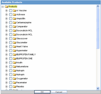 List of available products