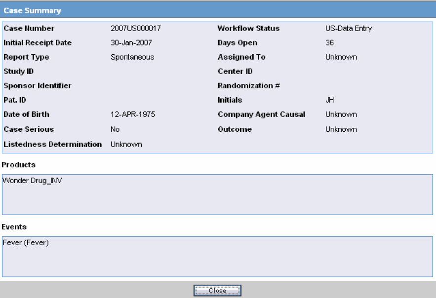 Case summary field