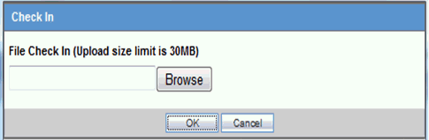 Check In browse file dialog box