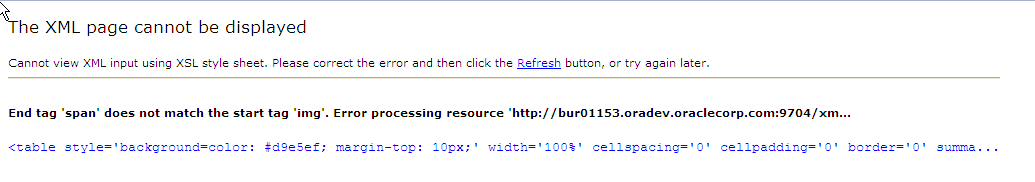 BI Publisher Error message
