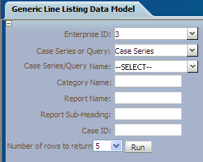 Generic Line Listing Data Model filter options