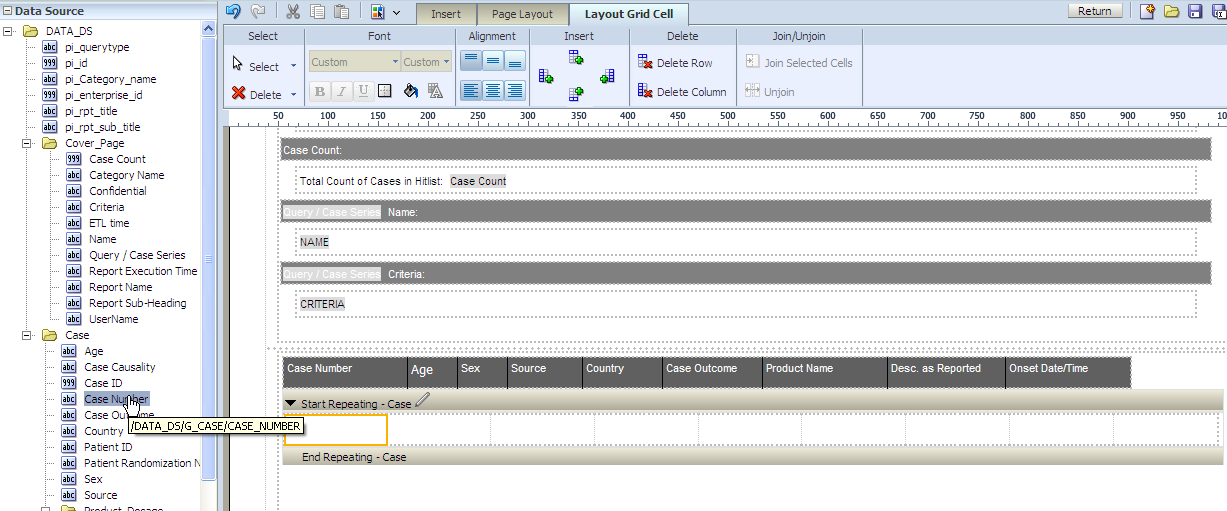 Layout Grid Cell screen