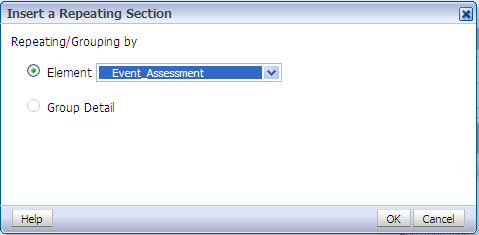 Insert a Repeating Section dialog box