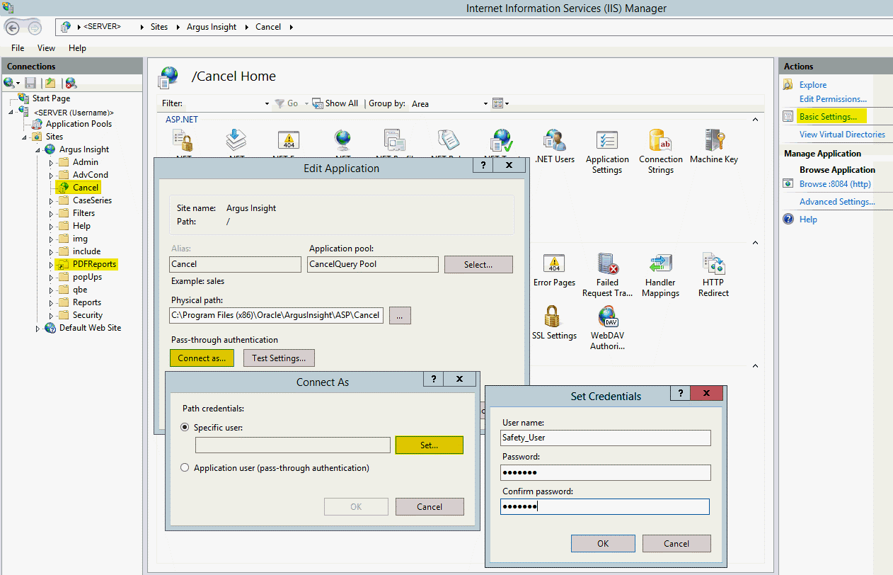 Configure Virtual Directories via Application dialog box