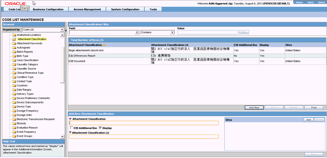 Configure Attachment Classification screen