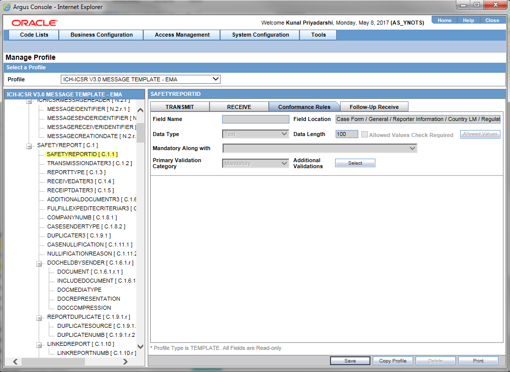 Conformance rules tab