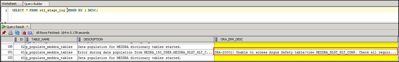 Dictionary Reload Error Message: SQL Developer