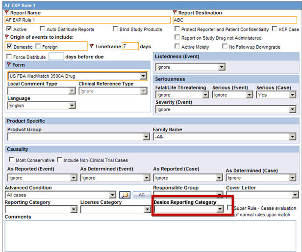 Device Reporting Category