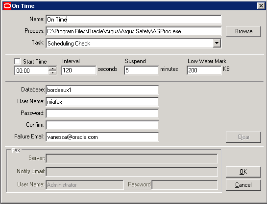 Modify the process details dialog box