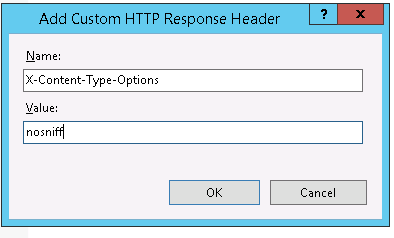 Add Custom HTTP Response Header dialog box
