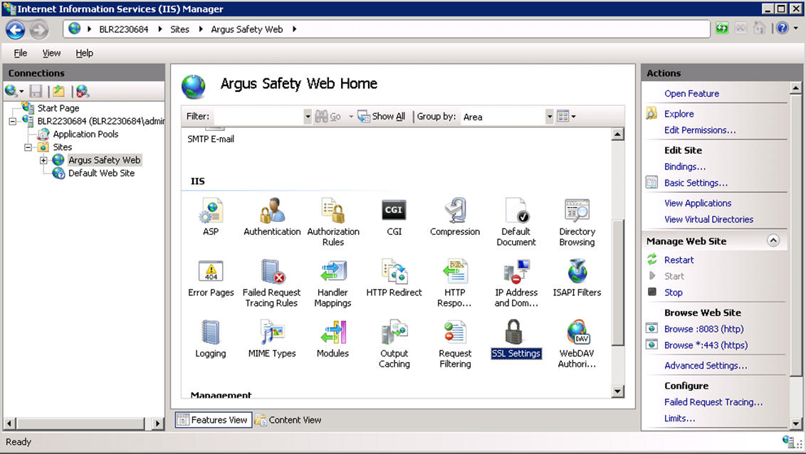 Argus Safety Web screen