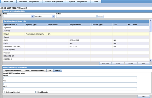 Modify Reporting Destinantion > SMTP tab