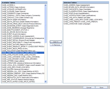 Configure tables