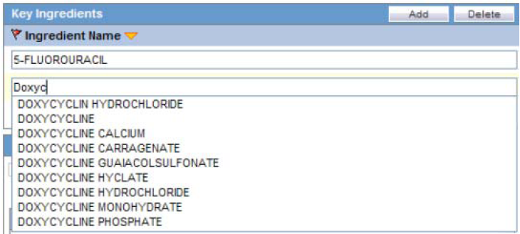 Sample type ahead feature