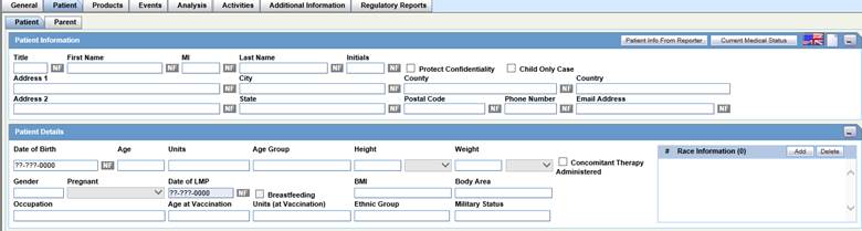 Patient Information and Details Sections