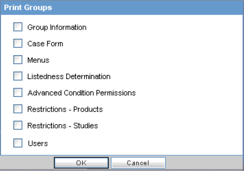 Ptint Groups options