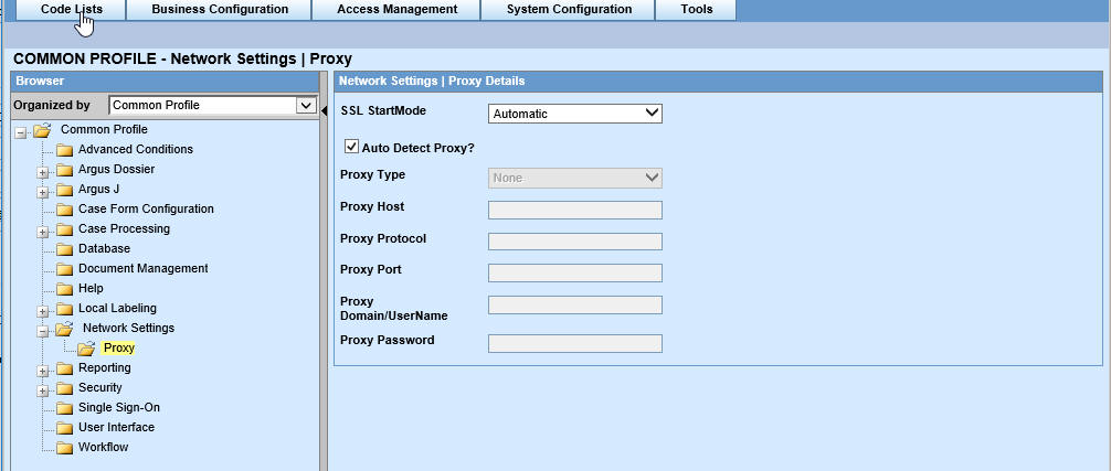 Network Settings screen