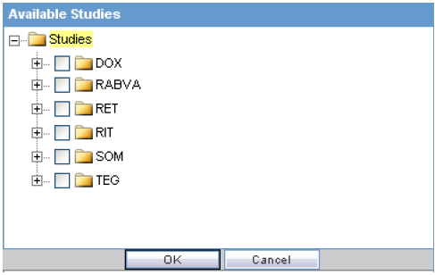 Available studies dialog