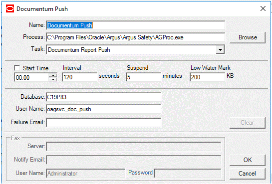 Modify the process details dialog box