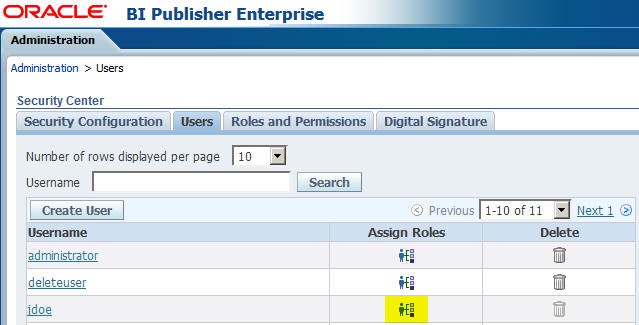 The Assign Roles icon