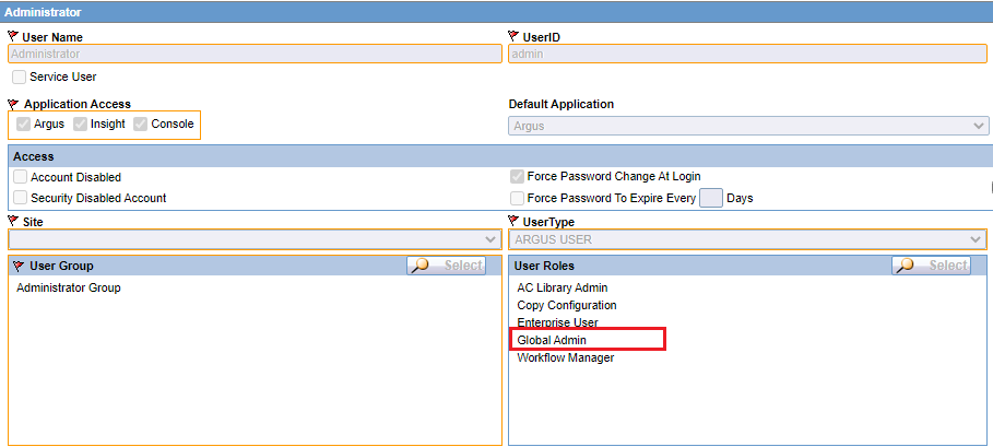 Global Admin account screenshot