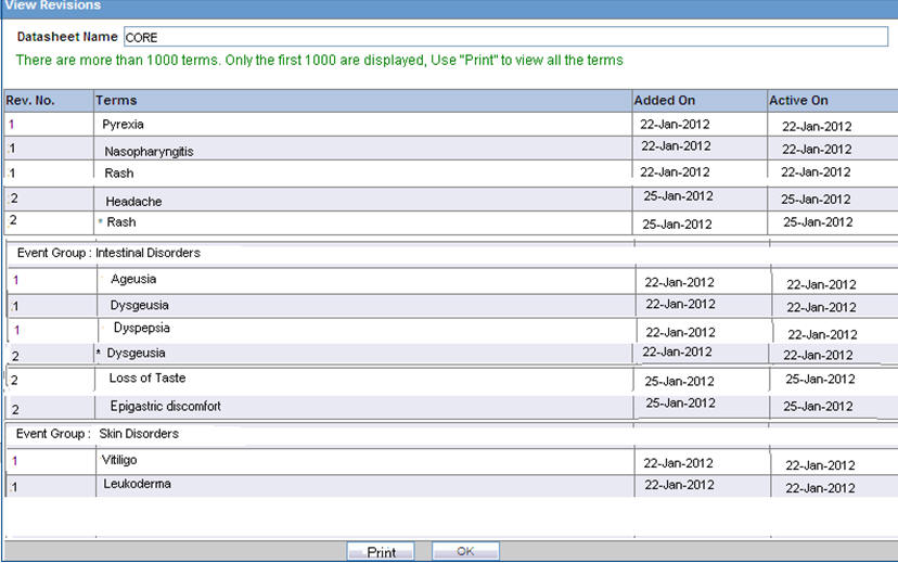 View Revisions dialog