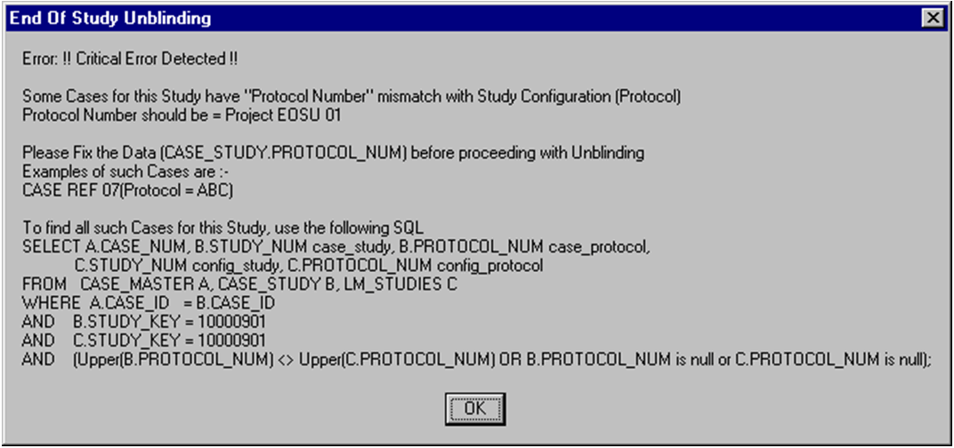 EOSU Error Message: Protocol Number Mismatch dialog box