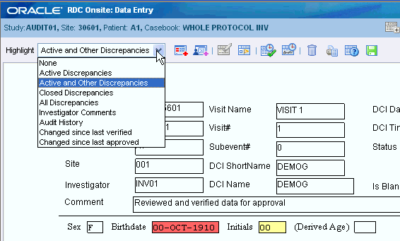 Data Entry window