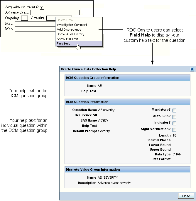 Custom Help Text for Fields in a CRF