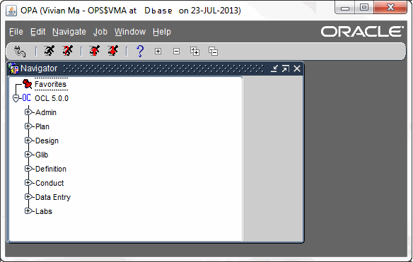 Oracle Clinical Main window