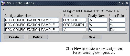 RDC Configurations window