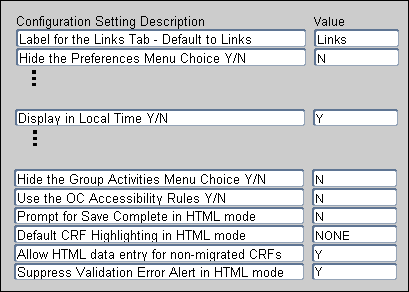 Configuration Settings Applicable to RDC table