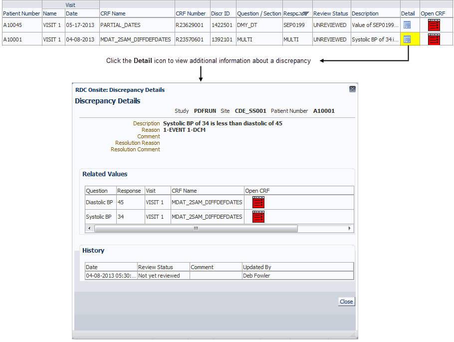 Viewing the Details of a Discrepancy